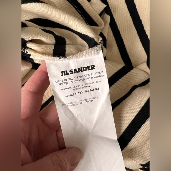 Jil Sander Mens Navy/Black & Off White Striped Long Sleeve t-shirt medium - Picture 9 of 13